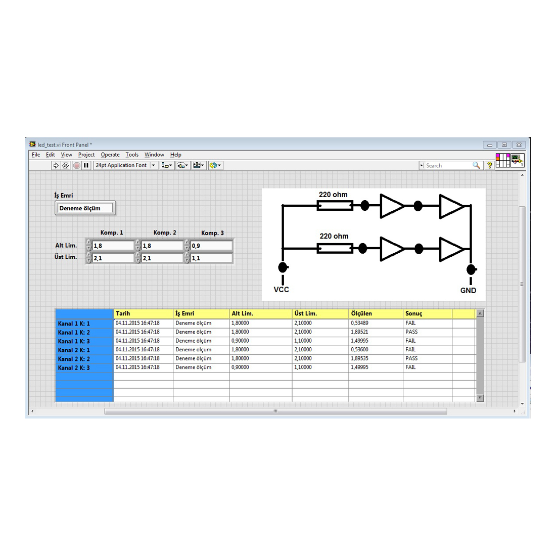 LabVIEW Component Test Measurement and Quality Control Project