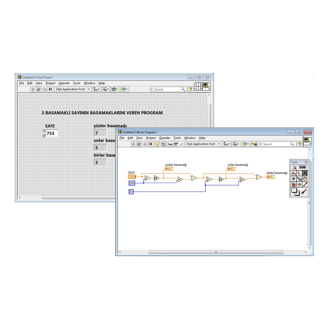 Program to Find Digits of 3 Digit Number Entered on the Screen